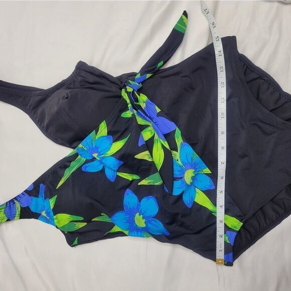 VINTAGE 90s swimsuit faux wrap floral one piece M - Picture 7 of 9